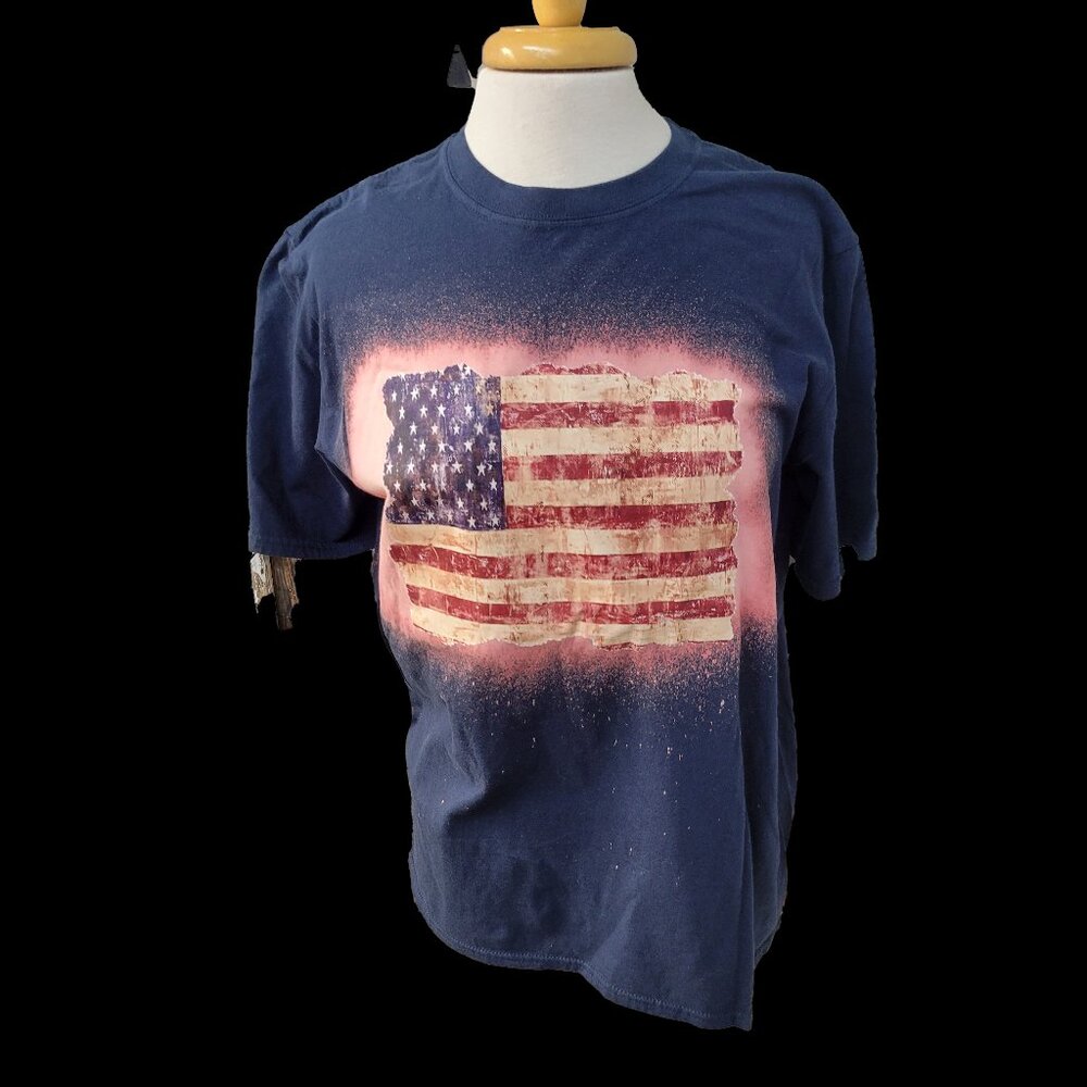 US Flag Distressed Navy T-shirt